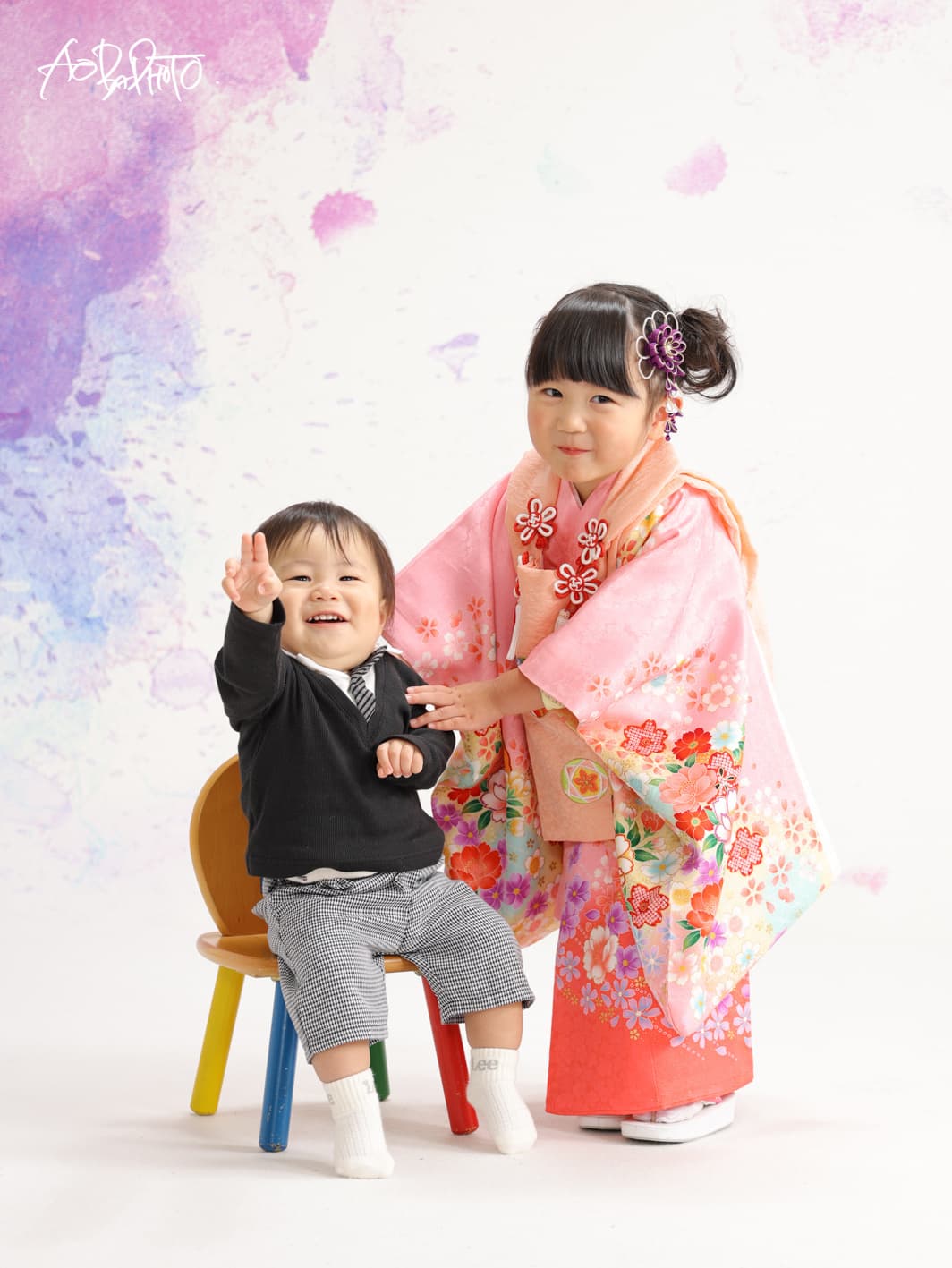 福井越前市のアオバフォトのスタジオで撮った七五三の写真